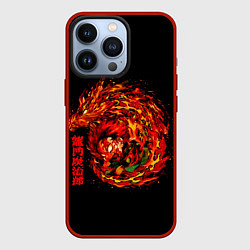 Чехол для iPhone 13 Pro Танджиро в огне, цвет: 3D-красный