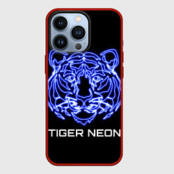 Чехол для iPhone 13 Pro Tiger neon art, цвет: 3D-красный