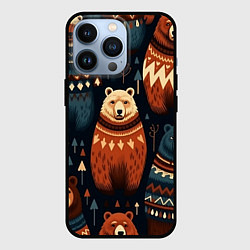 Чехол для iPhone 13 Pro Медведи индейцы, цвет: 3D-черный