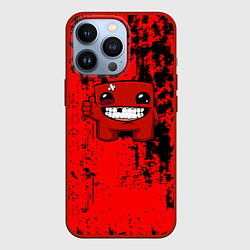 Чехол для iPhone 13 Pro Super Meat Boy краски, цвет: 3D-красный