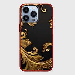 Чехол iPhone 13 Pro Лепнина золотые объемные узоры
