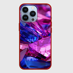 Чехол для iPhone 13 Pro Розовые и синие битые стекла, цвет: 3D-красный