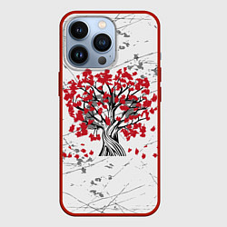 Чехол для iPhone 13 Pro Цветущее дерево, цвет: 3D-красный