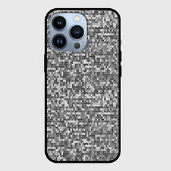 Чехол для iPhone 13 Pro Узор серого вязанного трикотажа меланж, цвет: 3D-черный