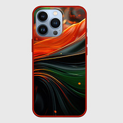 Чехол для iPhone 13 Pro Оранжевая и зеленый абстракция, цвет: 3D-красный