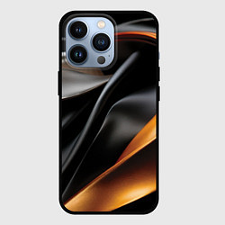 Чехол для iPhone 13 Pro Черная и оранжевая материя, цвет: 3D-черный