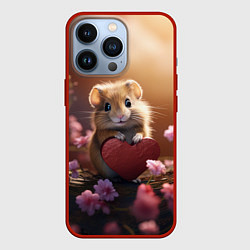 Чехол для iPhone 13 Pro Милый маленький хомячок с сердечком, цвет: 3D-красный