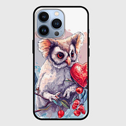 Чехол для iPhone 13 Pro Сова с сердечком, цвет: 3D-черный