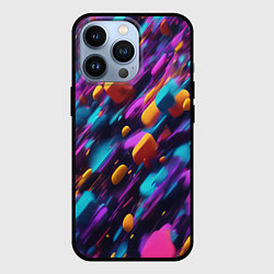 Чехол для iPhone 13 Pro Полёт цветных частиц - нейросеть, цвет: 3D-черный