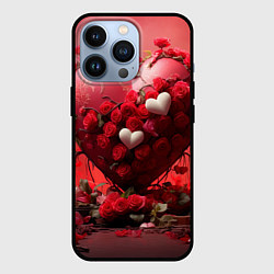 Чехол для iPhone 13 Pro Сердце и розы 14 февраля, цвет: 3D-черный