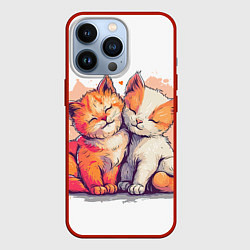 Чехол для iPhone 13 Pro Влюбленные милые котята, цвет: 3D-красный
