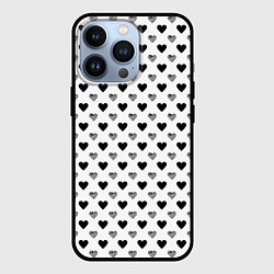 Чехол для iPhone 13 Pro Черно-белые сердечки, цвет: 3D-черный