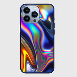 Чехол для iPhone 13 Pro Жидкая голографическая бензиновая абстракция, цвет: 3D-тёмно-синий