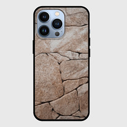 Чехол для iPhone 13 Pro Текстура бежевый горный камень, цвет: 3D-черный