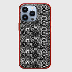 Чехол для iPhone 13 Pro Черно-белый абстрактный узор круги, цвет: 3D-красный