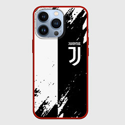 Чехол для iPhone 13 Pro Juventus краски чёрнобелые, цвет: 3D-красный