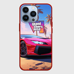 Чехол для iPhone 13 Pro GTA 6 logo auto style, цвет: 3D-красный
