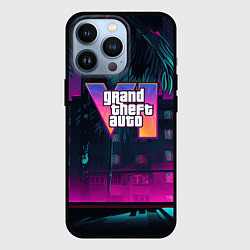Чехол для iPhone 13 Pro GTA 6 logo night Vice city, цвет: 3D-черный