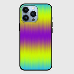 Чехол для iPhone 13 Pro Неоновые салатовые и фиолетовые полосы, цвет: 3D-черный