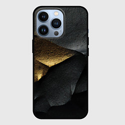 Чехол для iPhone 13 Pro Черная текстура с золотистым напылением, цвет: 3D-черный