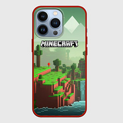 Чехол iPhone 13 Pro Minecraft logo квадратный мир игры