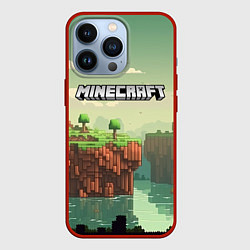 Чехол iPhone 13 Pro Minecraft logo квадратный мир