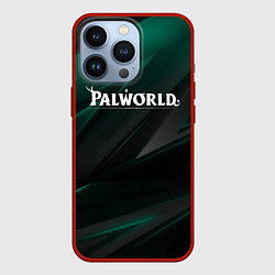 Чехол iPhone 13 Pro Palworld лого на темном зеленом фоне