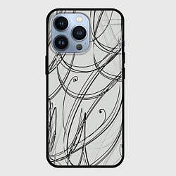 Чехол для iPhone 13 Pro Монохромные завитки, цвет: 3D-черный