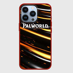 Чехол iPhone 13 Pro Palworld логотип золотые волны на черном