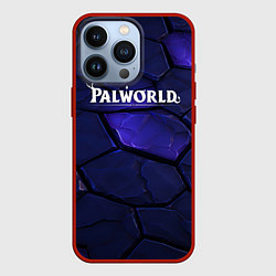 Чехол iPhone 13 Pro Palworld логотип темные синие разломы плит