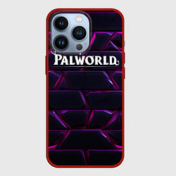 Чехол iPhone 13 Pro Palworld логотип фиолетовые яркие плиты