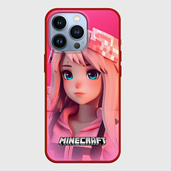 Чехол для iPhone 13 Pro Персонаж Minecraft девушка, цвет: 3D-красный