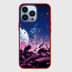 Чехол для iPhone 13 Pro Абстрактные частицы в космосе, цвет: 3D-красный