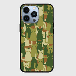 Чехол для iPhone 13 Pro Котята - камуфляж, цвет: 3D-черный