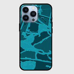 Чехол для iPhone 13 Pro Изумрудно-бирюзовая графика, цвет: 3D-черный