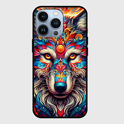 Чехол для iPhone 13 Pro Красочный волк, цвет: 3D-черный
