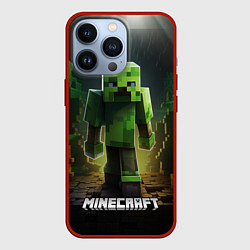 Чехол для iPhone 13 Pro Minecraft зеленый квадратный монстр, цвет: 3D-красный