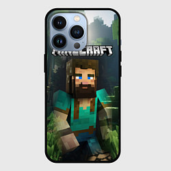 Чехол для iPhone 13 Pro Minecraft персонаж с бородой, цвет: 3D-черный