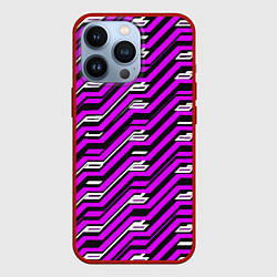 Чехол для iPhone 13 Pro Киберпанк узор фиолетовый и чёрный, цвет: 3D-красный