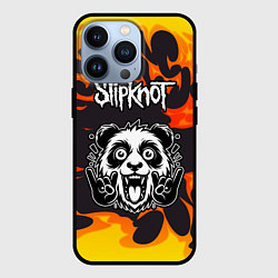 Чехол для iPhone 13 Pro Slipknot рок панда и огонь, цвет: 3D-черный