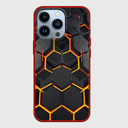 Чехол для iPhone 13 Pro Нано соты шестиугольник, цвет: 3D-красный