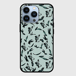 Чехол для iPhone 13 Pro Листья и буква Е, цвет: 3D-черный