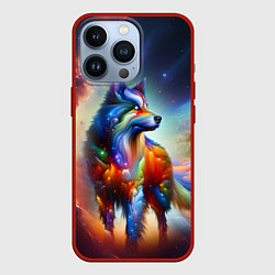 Чехол для iPhone 13 Pro Космический красочный волк, цвет: 3D-красный