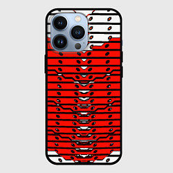Чехол для iPhone 13 Pro Красно-белая техно броня, цвет: 3D-черный