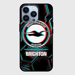 Чехол для iPhone 13 Pro Brighton FC в стиле glitch на темном фоне, цвет: 3D-черный