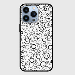 Чехол для iPhone 13 Pro Бело-чёрный паттерн пузырьки, цвет: 3D-черный