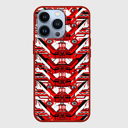 Чехол для iPhone 13 Pro Красно-белая техно броня, цвет: 3D-красный