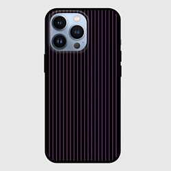 Чехол для iPhone 13 Pro Тёмный фиолетовый в полоску, цвет: 3D-черный
