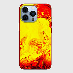 Чехол iPhone 13 Pro Красные и желтые разводы
