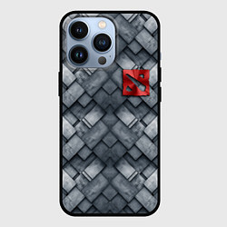 Чехол для iPhone 13 Pro Dota - metal texture logo, цвет: 3D-черный